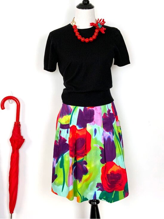 Boston Proper Dresses & Skirts - Boston Proper Floral Full Pleated Pockets Skirt Sz 4